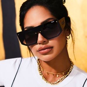 Matte black Quay sunglasses in the style; Fully Booked